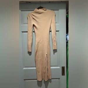 Boutique Beige Ribbed Knit Dress